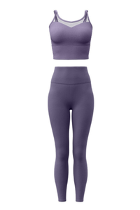 Women's Athletic Sets:Mesh Panel Bra And High Waist Leggings