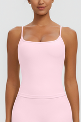 Women Square Neck Adjustable Thin Strap Workout Tank Top
