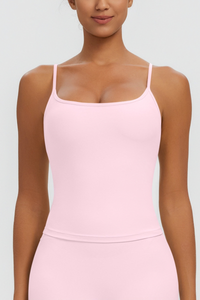 Women Square Neck Adjustable Thin Strap Workout Tank Top