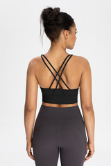 Cross-back exercise sports bra
