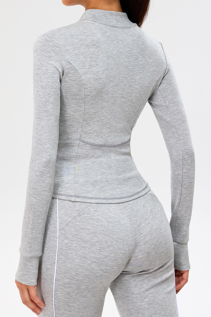 Women's Slim-Fit Stand Collar Finger Cuffs Yoga Sport Jacket