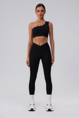Women's Asymmetric One-Shoulder Bra & V-Waist Leggings Set