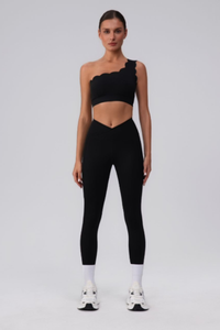 Women's Asymmetric One-Shoulder Bra & V-Waist Leggings Set