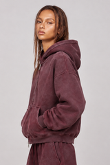 Women's Fleece-Lined Spray-Faded Oversized Hooded Jacket
