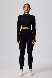 Women's Cropped Jacket & Butt-Lifting Leggings Two-Piece Set