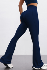 Women's Solid High-Waist Flared Yoga Pants