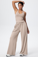 Women’s Set: Halterneck Tank Top & Wide-Leg Pants