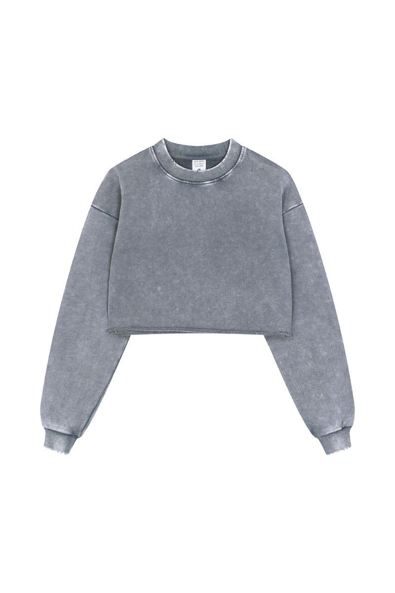 Women's Fall 100% Cotton Cropped Distressed Sweatshirt