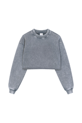 Women's Fall 100% Cotton Cropped Distressed Sweatshirt
