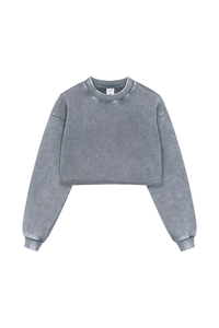 Women's Fall 100% Cotton Cropped Distressed Sweatshirt