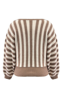 Women's Fall Cropped Color Block Striped Knit Sweater