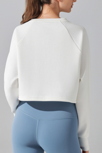 Women's Cropped Drawstring Long Sleeve Athletic Sweatshirt