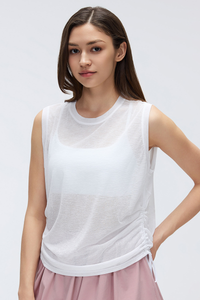 Women's Summer Sheer Breathable Drawstring Sports Tank Top