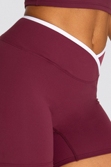 Women's Athletic Cross-Waist Color Block Biker Shorts