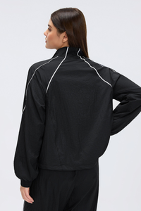 Women's Stand Collar Lightweight Drawstring Hem Sports Jacket