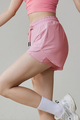 Women's Mid-Rise Drawstring Yoga Shorts - Anti-Chafe Athleti