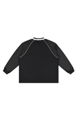 Men's Mesh V-Neck Raglan Color Block Long Sleeve Jersey