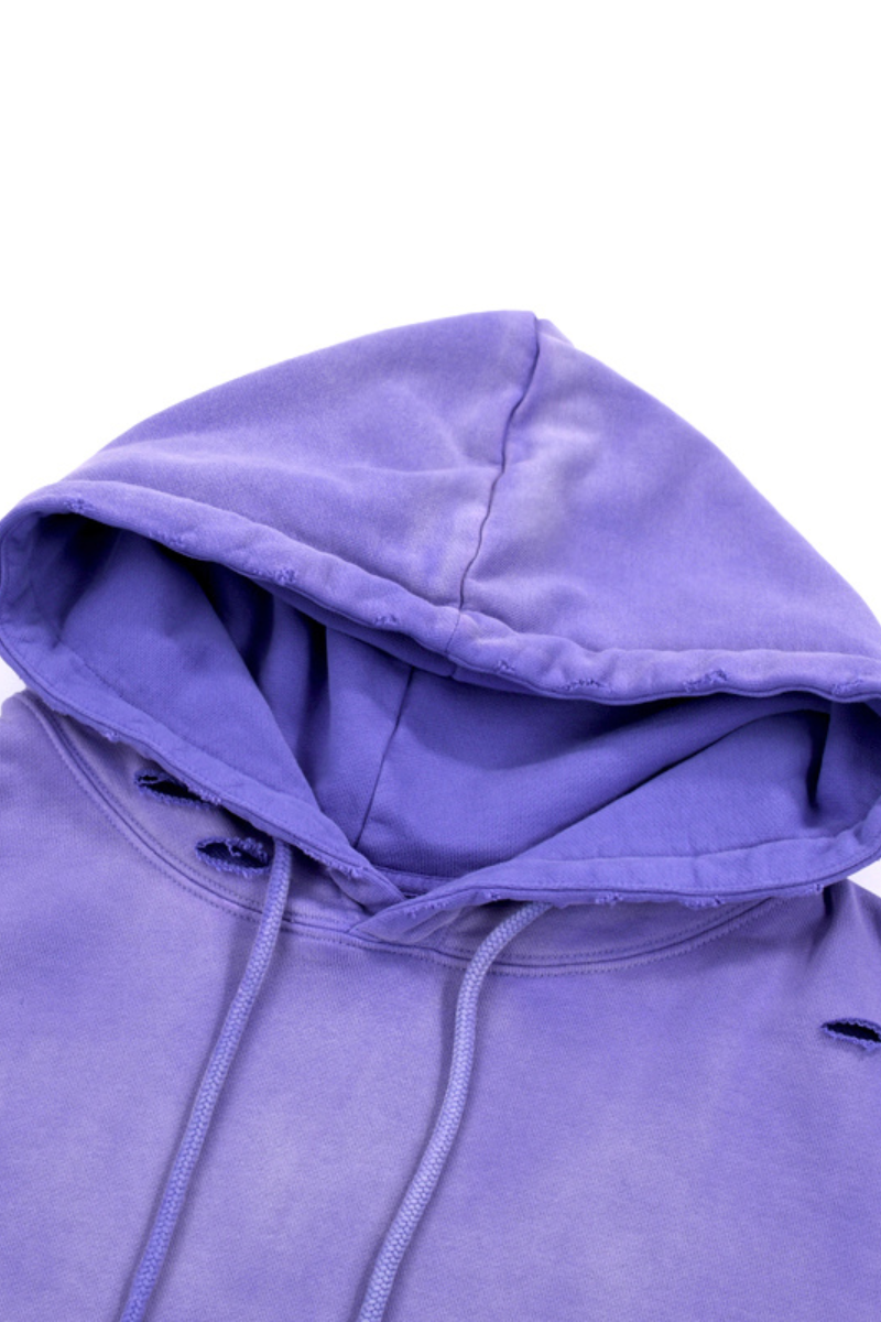 Unisex Fall 100% Cotton Distressed Ripped Hoodie