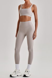 Women's Wide Strap U-neck Bra & High Waist Yoga Leggings Set