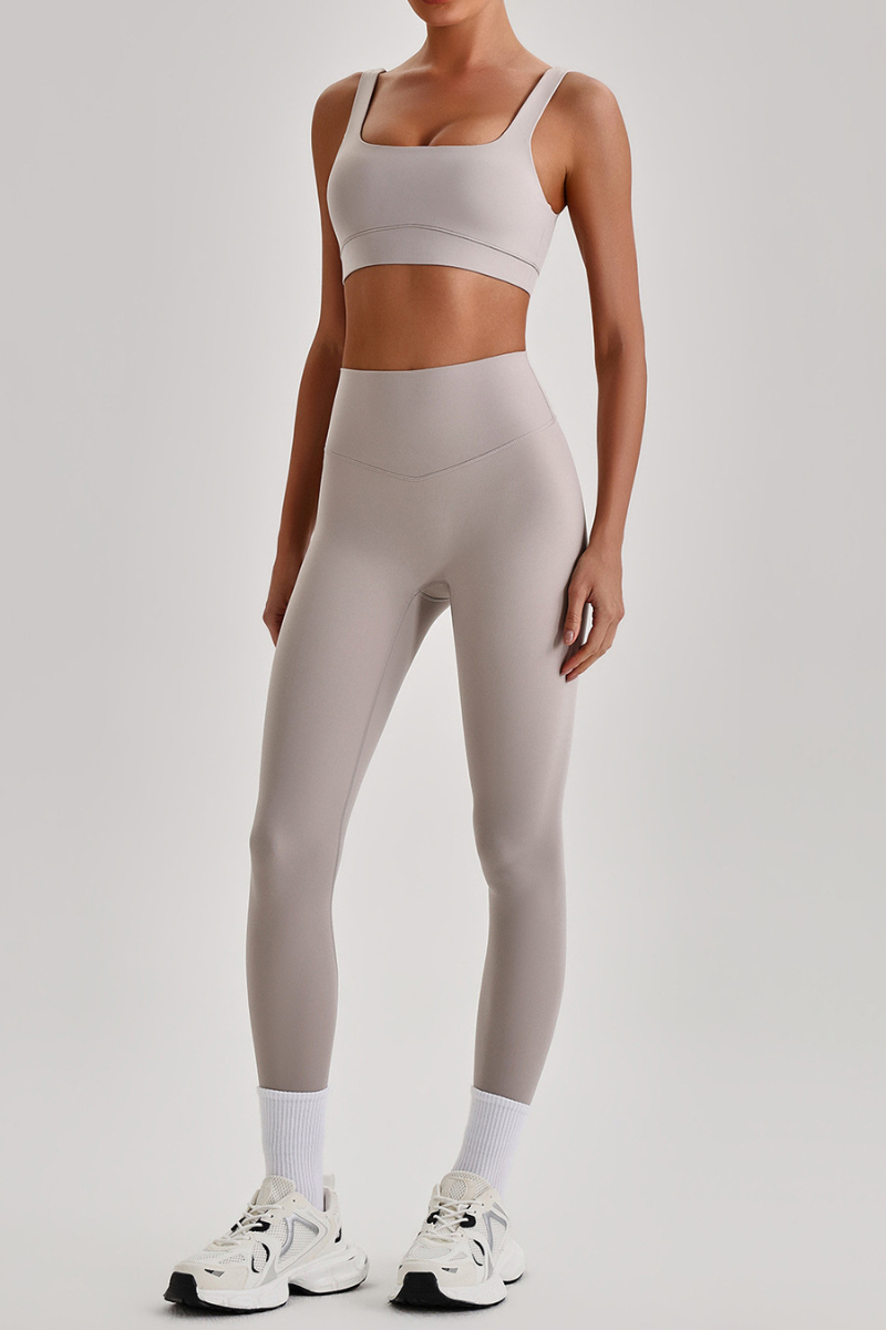 Women's Wide Strap U-neck Bra & High Waist Yoga Leggings Set