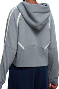 Women's Fall Fleece Varsity Half-Zip Hoodie With Thumb Holes