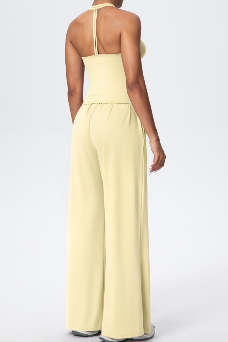 Women’s Set: Halterneck Tank Top & Wide-Leg Pants