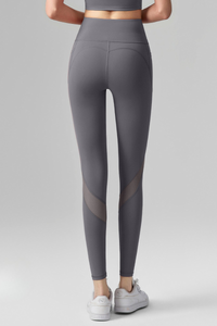 Women's Mesh-Panel High-Waisted Leggings with Side Pockets