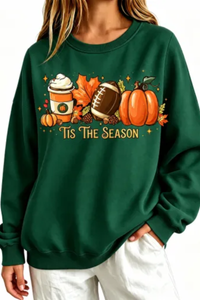 Women’s Fall Football Pumpkin Graphic Halloween Sweatshirt