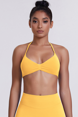 Women's Seamless Pleated Halterneck Sports Bra