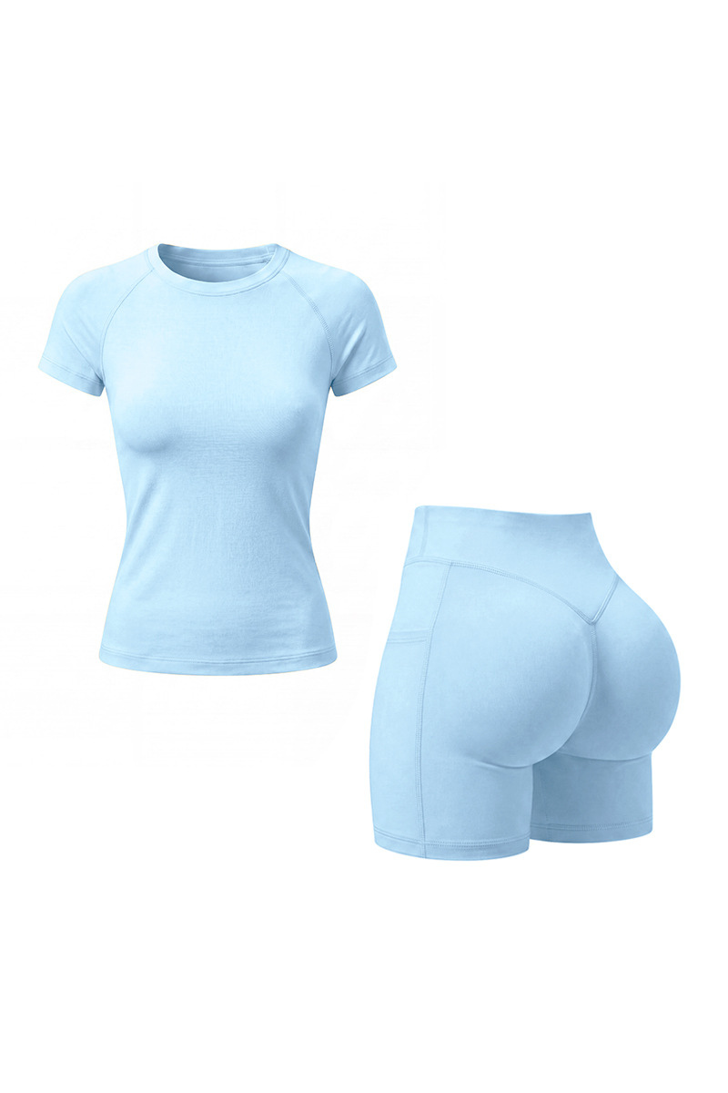 Women's Cropped T-shirt And High Waist Side Pocket Yoga Set