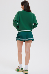 Women's Tennis Embroidered V-Neck Color-Block Pullover Sweatshirt