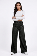 Women's  Elastic-Waist Relaxed Baggy Wide Leg Jeans