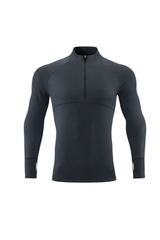 Men's Half Zip Mock Neck Finger Cuffs Long Sleeve Sports Top