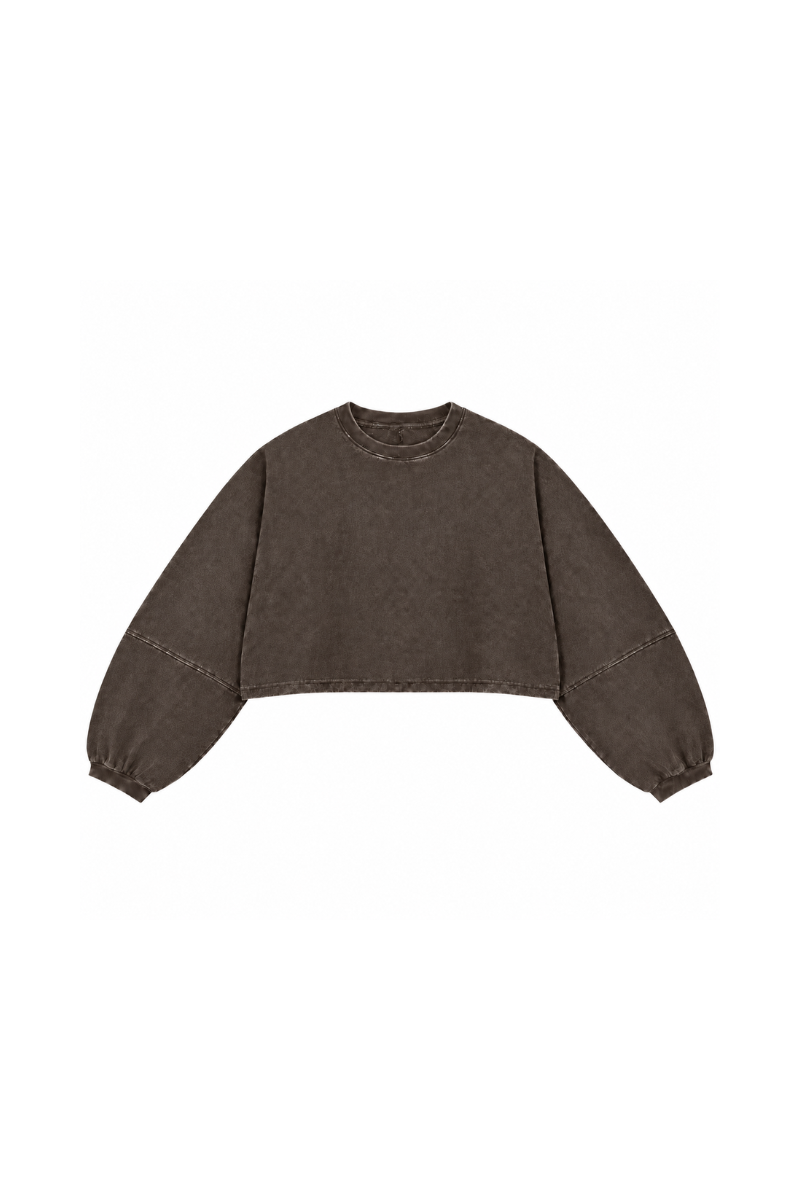 Womens Vintage Washed Cropped Crewneck Sweatshirt
