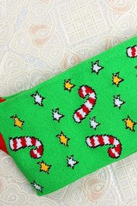 Women Christmas Reindeer Santa Snowman Print Mid Calf Socks