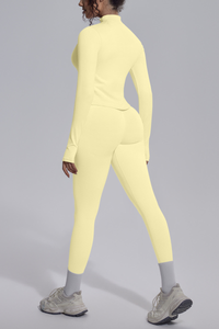 Women's Stand Collar Slim Fit Jacket & Yoga Leggings 2 Piece Set