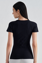 Women's Slim-Fit Breathable Waist-Cinching Crew Neck T-shirt