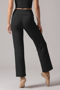 Women's Lace-Trim High-Waist Straight-Leg Yoga Pants