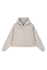 Women's Fall Vintage Washed Raw Hem Crop Boxy Hoodie