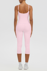 Women's Athletic Tank Top & High Waist Capri Leggings Set