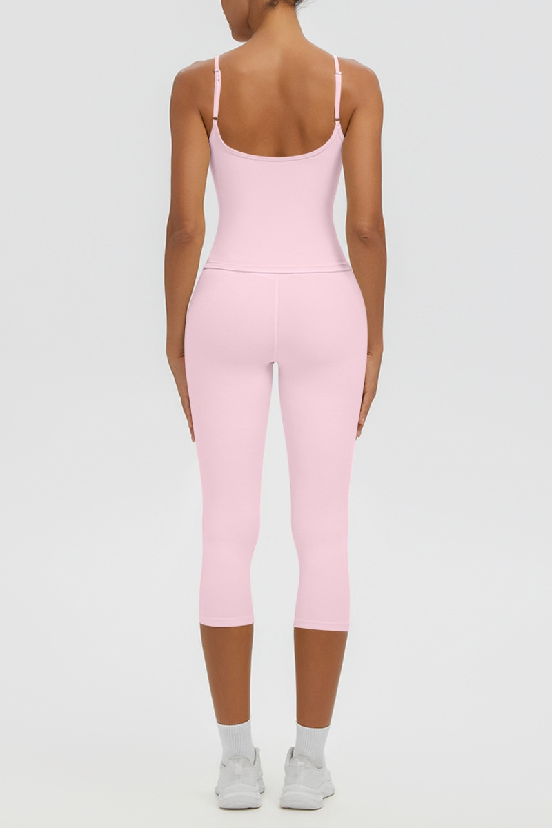 Women's Athletic Tank Top & High Waist Capri Leggings Set
