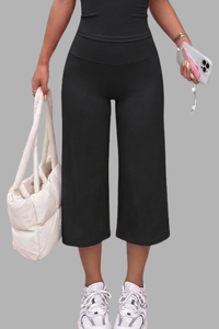 Women's High-Waist Wide-Leg Sports Yoga Cropped Pants
