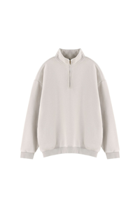 Unisex Fall Vintage Fleece Washed 1/4 Zip Mockneck Sweatshirt