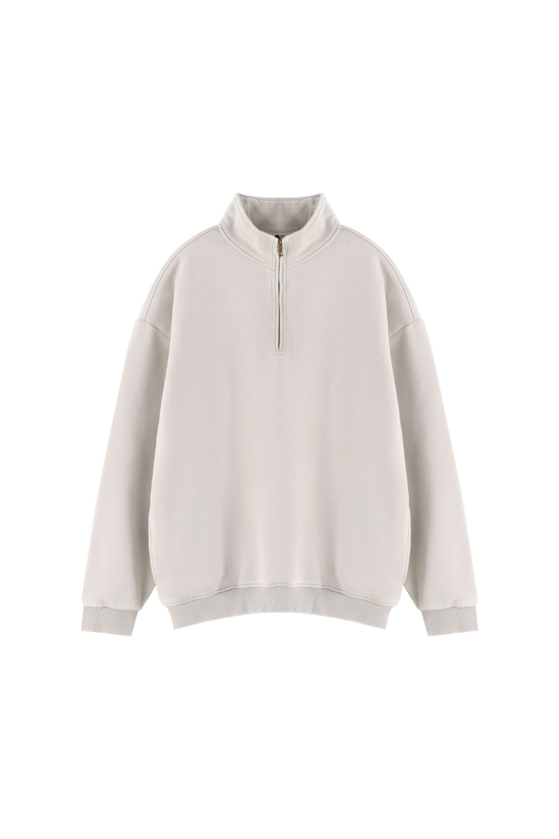 Unisex Fall Vintage Fleece Washed 1/4 Zip Mockneck Sweatshirt
