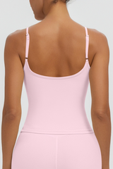 Women Square Neck Adjustable Thin Strap Workout Tank Top