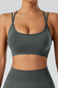 Women's Athletic U-neck Cross Back Spaghetti Straps Bra