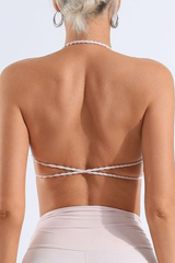 Women's Bare Feel Pleated Halterneck Backless Yoga Bra