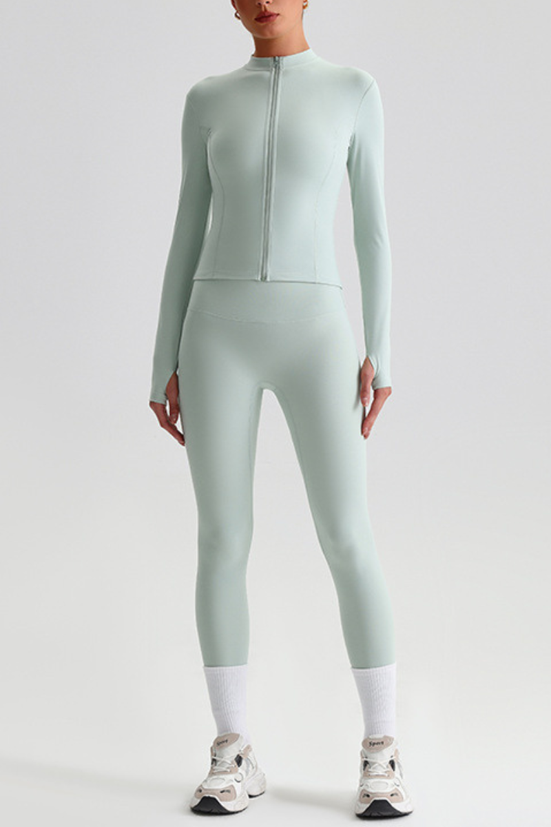 Women's Bare Feel Slim Fit Stand Callor Jacket & Leggings Yoga Set