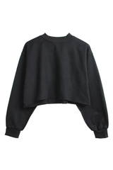 Women Cropped Exposed Seam Sweatshirt