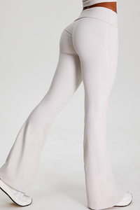 Women's Athletic Solid Pleated Buttocks Lift Flare Pants